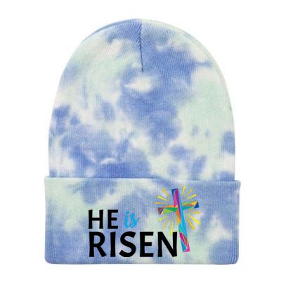 He Is Risen Colorful Cross Tie Dye 12in Knit Beanie