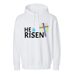 He Is Risen Colorful Cross Garment-Dyed Fleece Hoodie