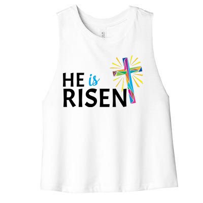 He Is Risen Colorful Cross Women's Racerback Cropped Tank