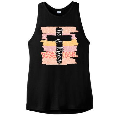 He Is Risen Easter Resurrection Jesus Ladies PosiCharge Tri-Blend Wicking Tank