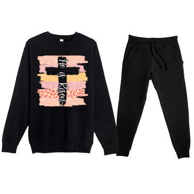 He Is Risen Easter Resurrection Jesus Premium Crewneck Sweatsuit Set