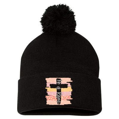 He Is Risen Easter Resurrection Jesus Pom Pom 12in Knit Beanie