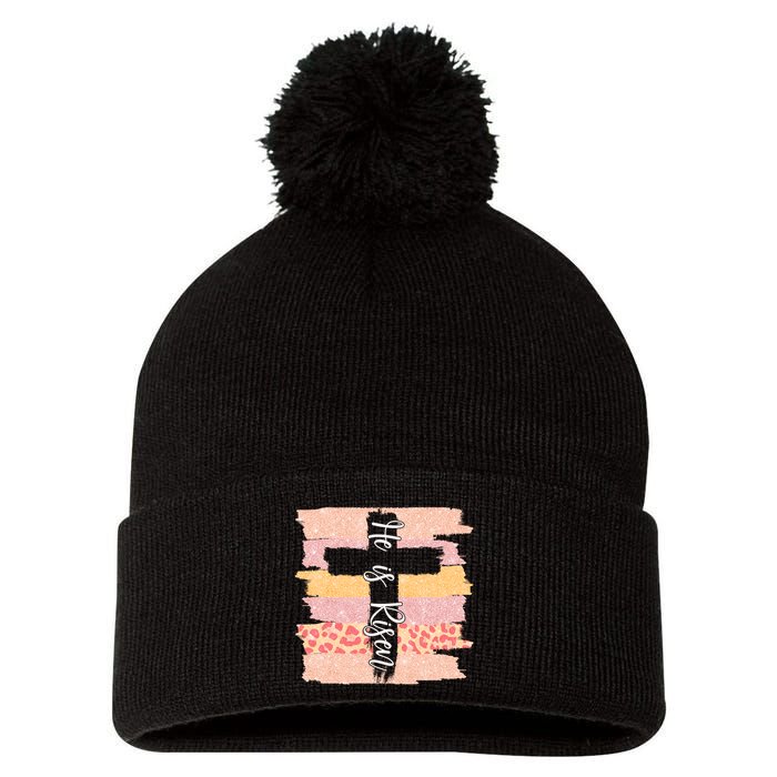 He Is Risen Easter Resurrection Jesus Pom Pom 12in Knit Beanie