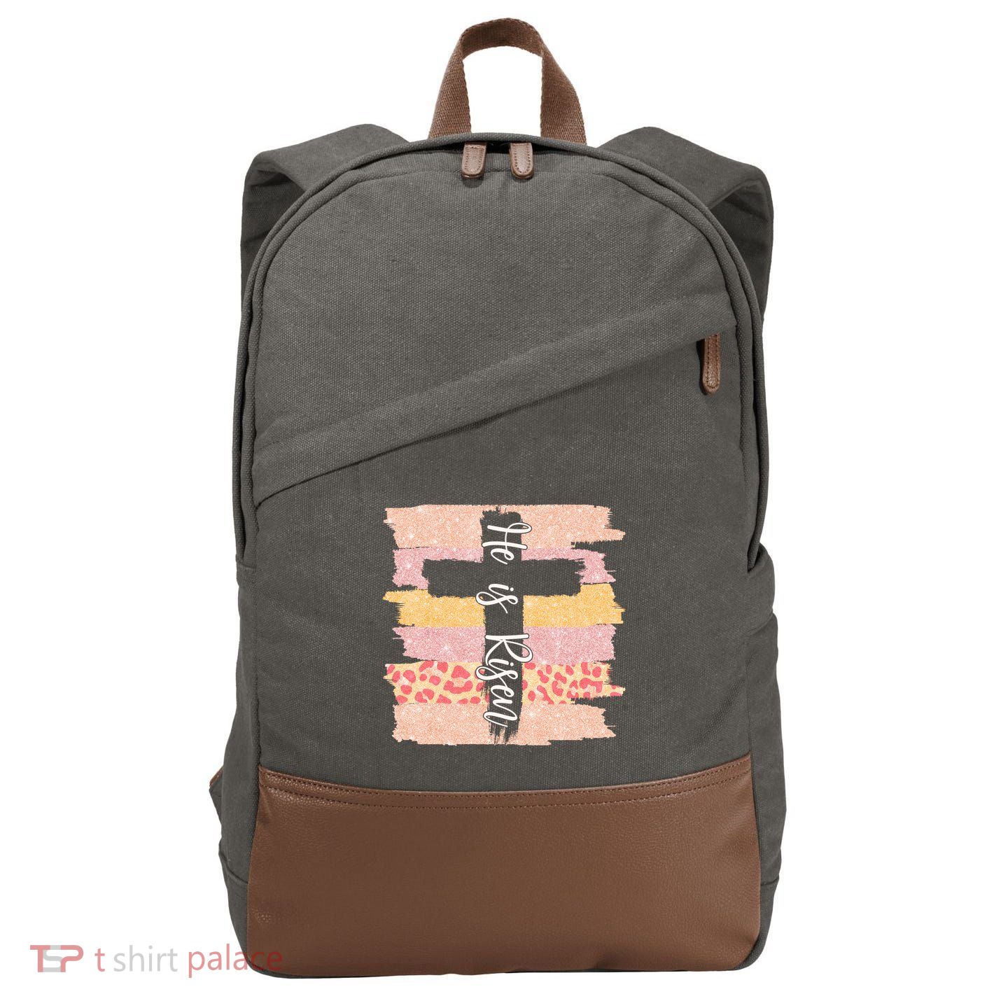 He Is Risen Easter Resurrection Jesus Cotton Canvas Backpack
