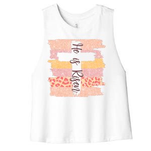 He Is Risen Easter Resurrection Jesus Women's Racerback Cropped Tank