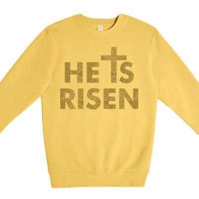 He Is Risen Jesus Savior Easter Gold Glitter Print Premium Crewneck Sweatshirt