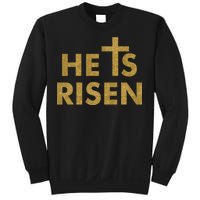 He Is Risen Jesus Savior Easter Gold Glitter Print Sweatshirt