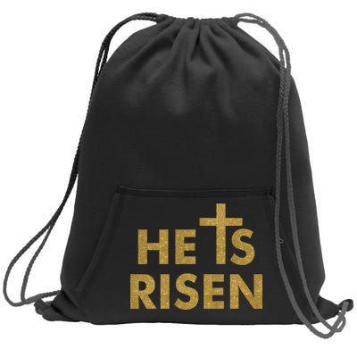 He Is Risen Jesus Savior Easter Gold Glitter Print Sweatshirt Cinch Pack Bag