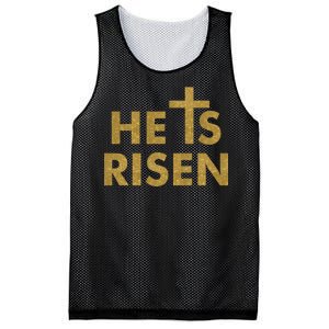 He Is Risen Jesus Savior Easter Gold Glitter Print Mesh Reversible Basketball Jersey Tank