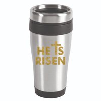 He Is Risen Jesus Savior Easter Gold Glitter Print 16oz Travel Tumbler