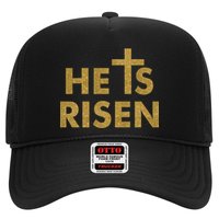 He Is Risen Jesus Savior Easter Gold Glitter Print Trucker Hat