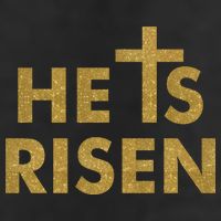 He Is Risen Jesus Savior Easter Gold Glitter Print Trucker Hat