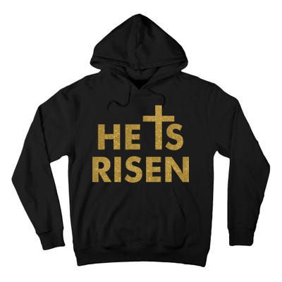 He Is Risen Jesus Savior Easter Gold Glitter Print Tall Hoodie