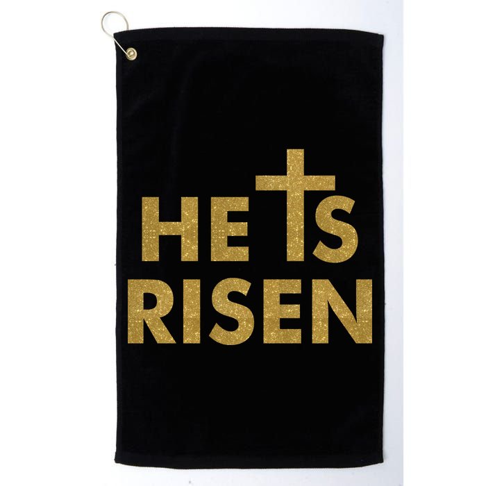 He Is Risen Jesus Savior Easter Gold Glitter Print Golf Towel