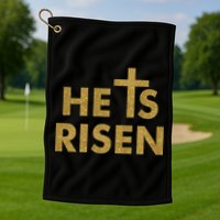 He Is Risen Jesus Savior Easter Gold Glitter Print Golf Towel
