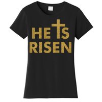 He Is Risen Jesus Savior Easter Gold Glitter Print Women's T-Shirt