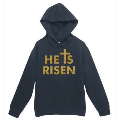 He Is Risen Jesus Savior Easter Gold Glitter Print Urban Pullover Hoodie