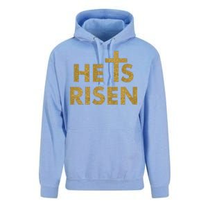 He Is Risen Jesus Savior Easter Gold Glitter Print Unisex Surf Hoodie