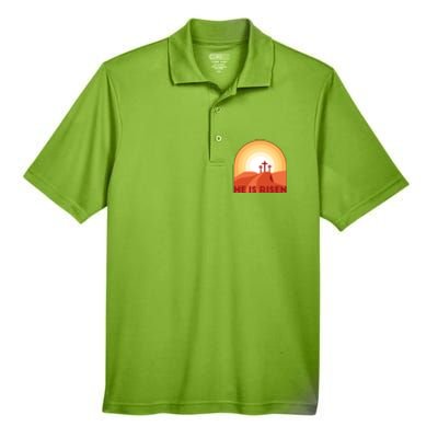 He Is Risen Sunset Jesus Christian Men's Origin Performance Piqué Polo