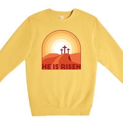 He Is Risen Sunset Jesus Christian Premium Crewneck Sweatshirt