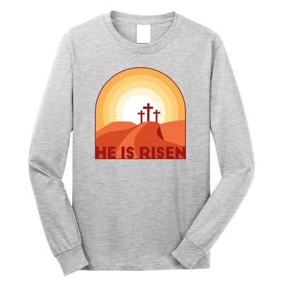 He Is Risen Sunset Jesus Christian Long Sleeve Shirt