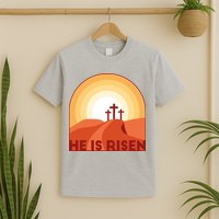 He Is Risen Sunset Jesus Christian T-Shirt
