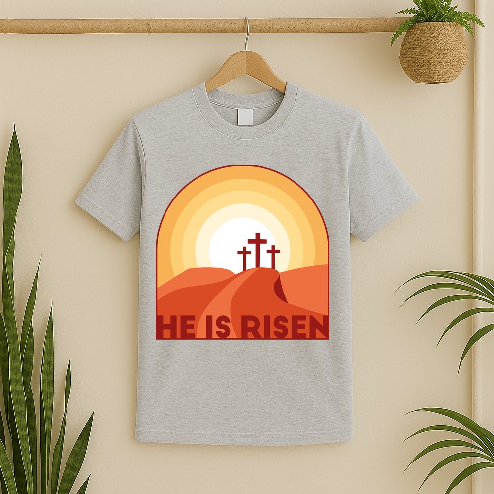He Is Risen Sunset Jesus Christian T-Shirt