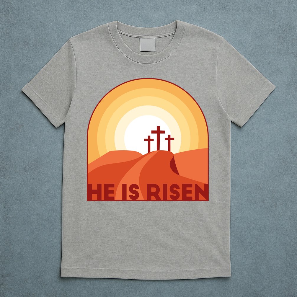 He Is Risen Sunset Jesus Christian T-Shirt