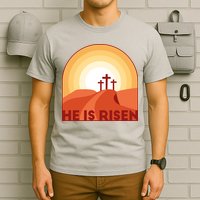 He Is Risen Sunset Jesus Christian T-Shirt