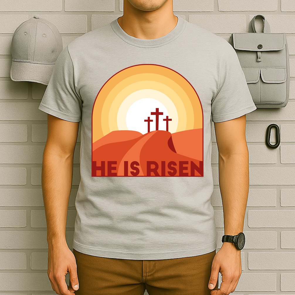 He Is Risen Sunset Jesus Christian T-Shirt