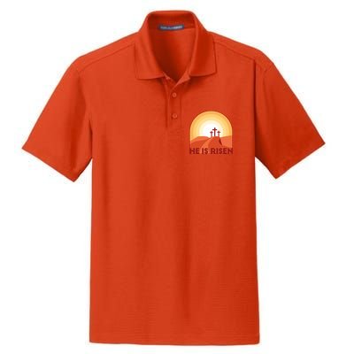 He Is Risen Sunset Jesus Christian Dry Zone Grid Polo