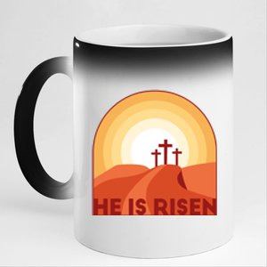 He Is Risen Sunset Jesus Christian 11oz Black Color Changing Mug