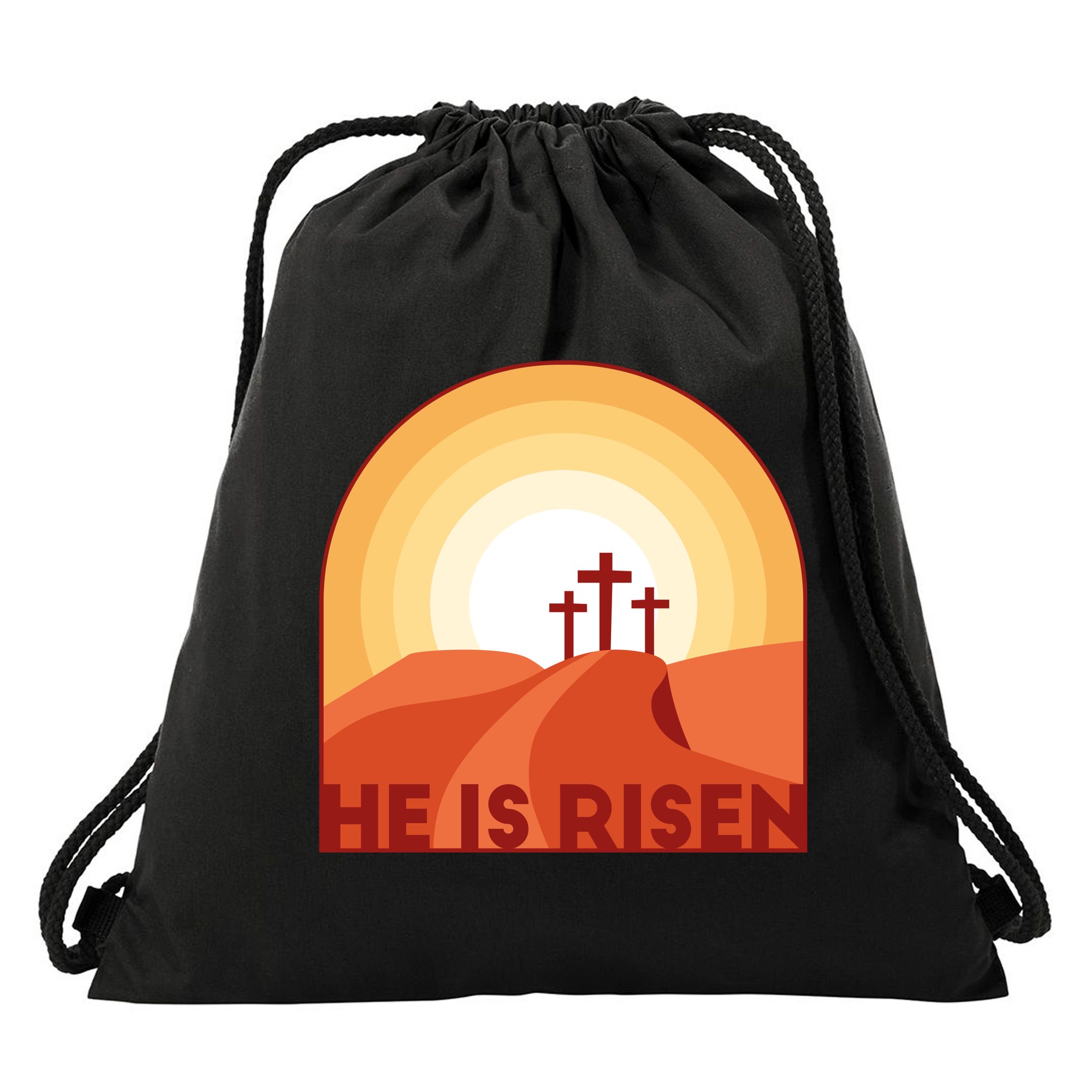 He Is Risen Sunset Jesus Christian Drawstring Bag