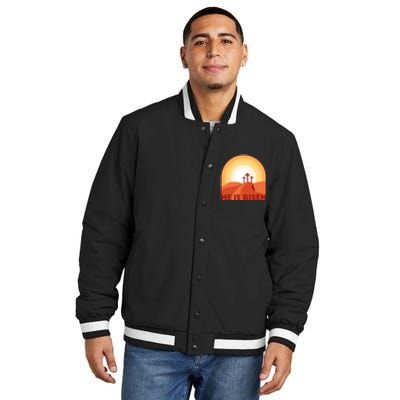 He Is Risen Sunset Jesus Christian Insulated Varsity Jacket