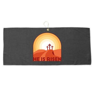 He Is Risen Sunset Jesus Christian Large Microfiber Waffle Golf Towel