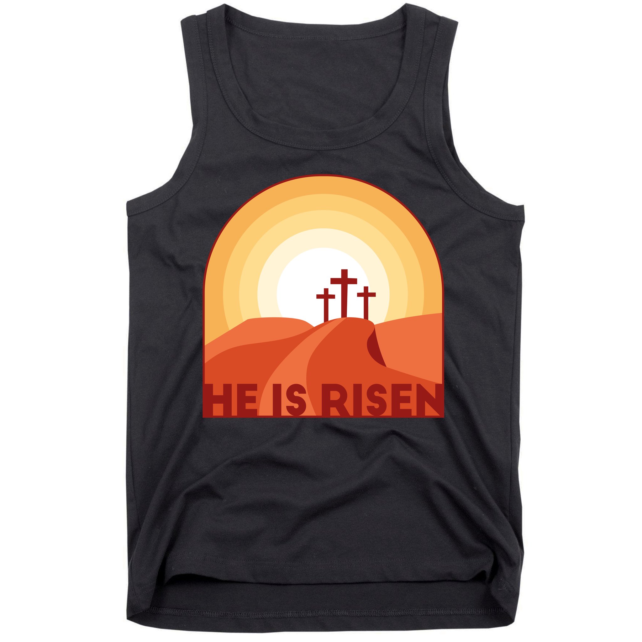 He Is Risen Sunset Jesus Christian Tank Top