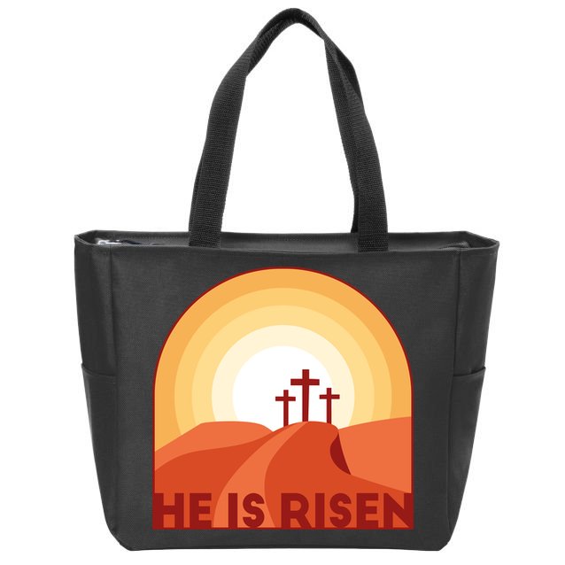 He Is Risen Sunset Jesus Christian Zip Tote Bag
