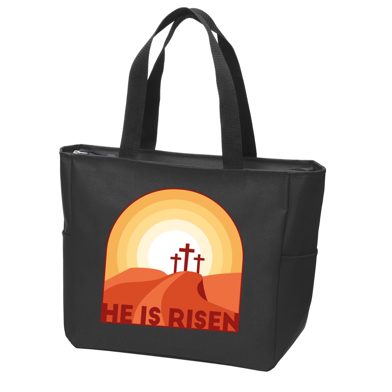 He Is Risen Sunset Jesus Christian Zip Tote Bag