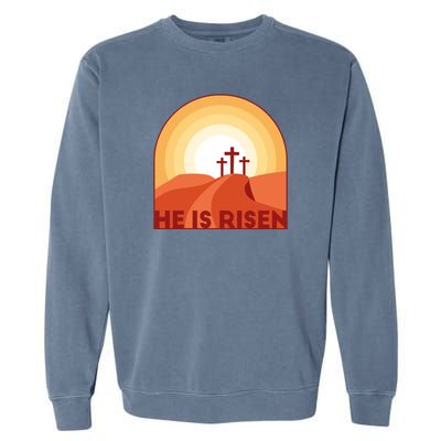 He Is Risen Sunset Jesus Christian Garment-Dyed Sweatshirt