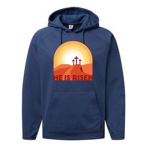 He Is Risen Sunset Jesus Christian Performance Fleece Hoodie