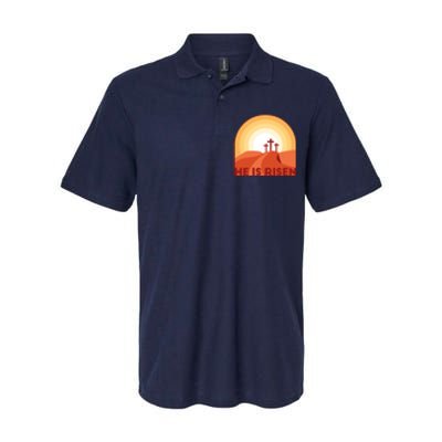 He Is Risen Sunset Jesus Christian Softstyle Adult Sport Polo