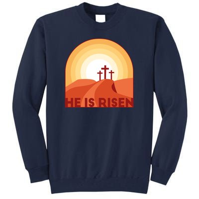 He Is Risen Sunset Jesus Christian Tall Sweatshirt