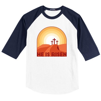 He Is Risen Sunset Jesus Christian Baseball Sleeve Shirt