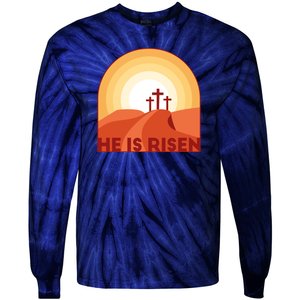 He Is Risen Sunset Jesus Christian Tie-Dye Long Sleeve Shirt