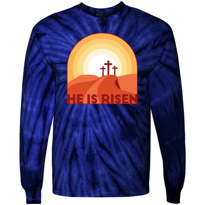 He Is Risen Sunset Jesus Christian Tie-Dye Long Sleeve Shirt