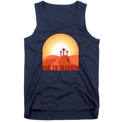 He Is Risen Sunset Jesus Christian Tank Top