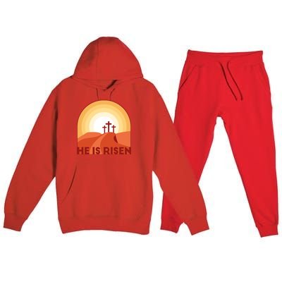 He Is Risen Sunset Jesus Christian Premium Hooded Sweatsuit Set