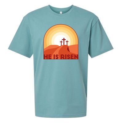 He Is Risen Sunset Jesus Christian Sueded Cloud Jersey T-Shirt