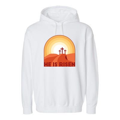 He Is Risen Sunset Jesus Christian Garment-Dyed Fleece Hoodie