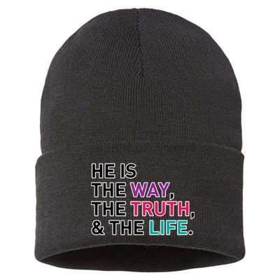 He Is The Way The Truth The Life Sustainable Knit Beanie